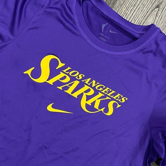 NWT Nike WNBA Womens Dri-Fit Los Angeles Sparks Performance T-Shirt Purple ST - Picture 2 of 7